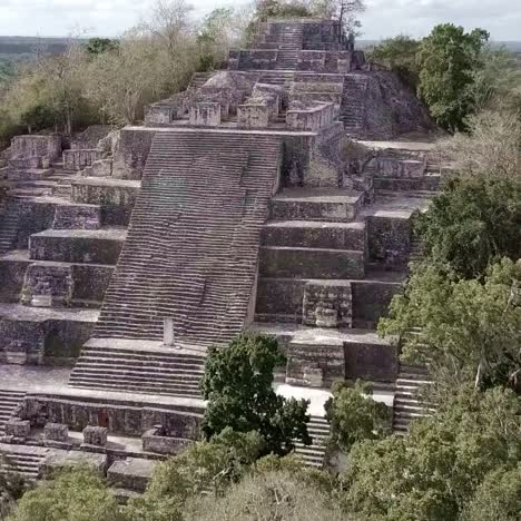 Beautiful-aerial-flying-towards-the-mayan-Calakmul-Temple-in-the-Mexican-Yucatan