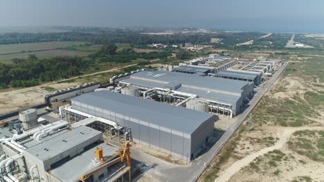 aerial footage of a large scale waste water recycling and treatment facility