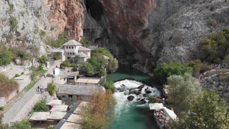 aerial view of blagaj tekke monastery in bosnia and herzegovina