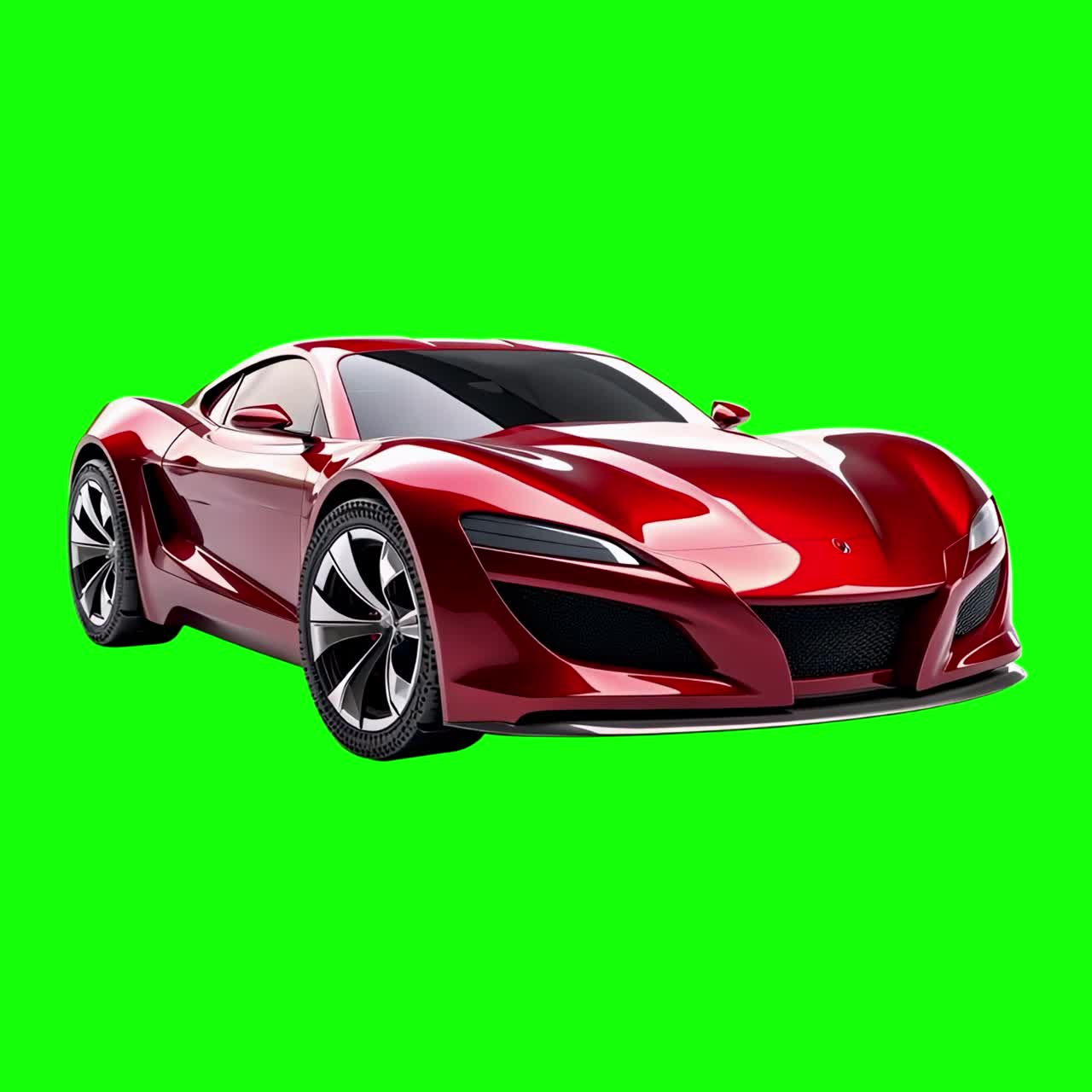 Animazione di un'elegante auto sportiva rossa, video 4K trasparente, green screen