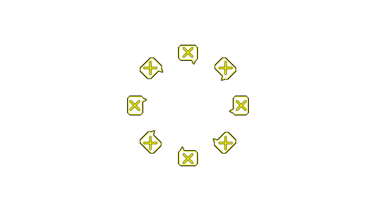 Pixel Art Speech bubble Cross mark Spinning Circle Animated Overlay Transparent 30fps (3)