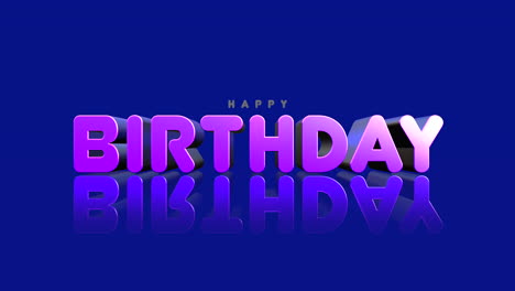 cartoon happy birthday text on blue fashion gradient