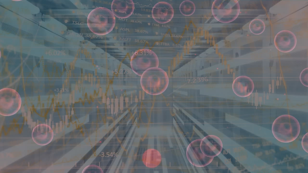 빨간색 추상적인 모양의 애니메이션은 라이트 트레일과 서버 에 대한 금융 데이터 처리에 대한 것입니다.