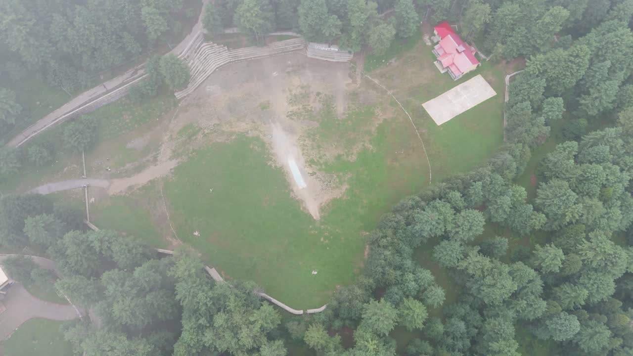 Drone Footage of Khanaspur Cricket Ground in Cloudy Weather