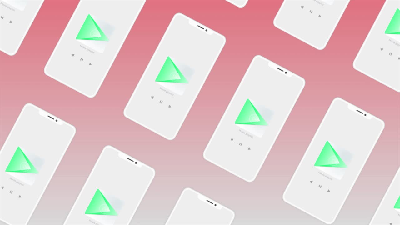 음악 플레이어 앱이 있는 여러 휴대 전화