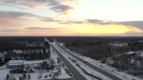 Push-in-drone-shoot-above-dual-lane-highway