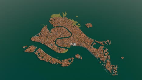 3d animation showing an aerial timelapse view of the city of venice being built