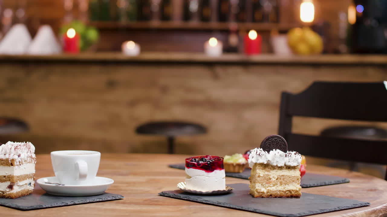 Delicious Cakes and Coffee in a Cafe