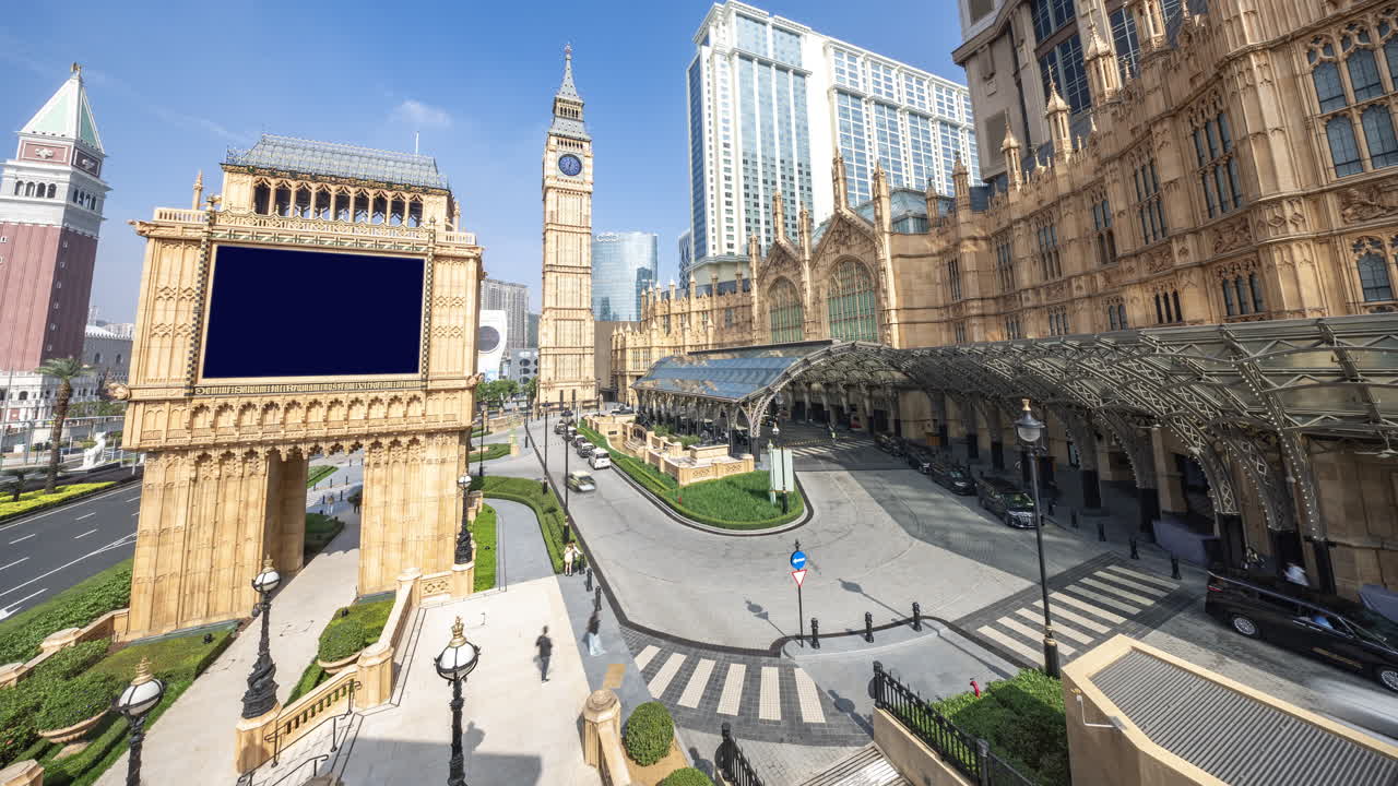 Time-lapse della replica del Big Ben e dell'architettura del Londoner Macao