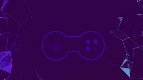 animación de la consola de videojuegos y red de conexiones en todo el mundo