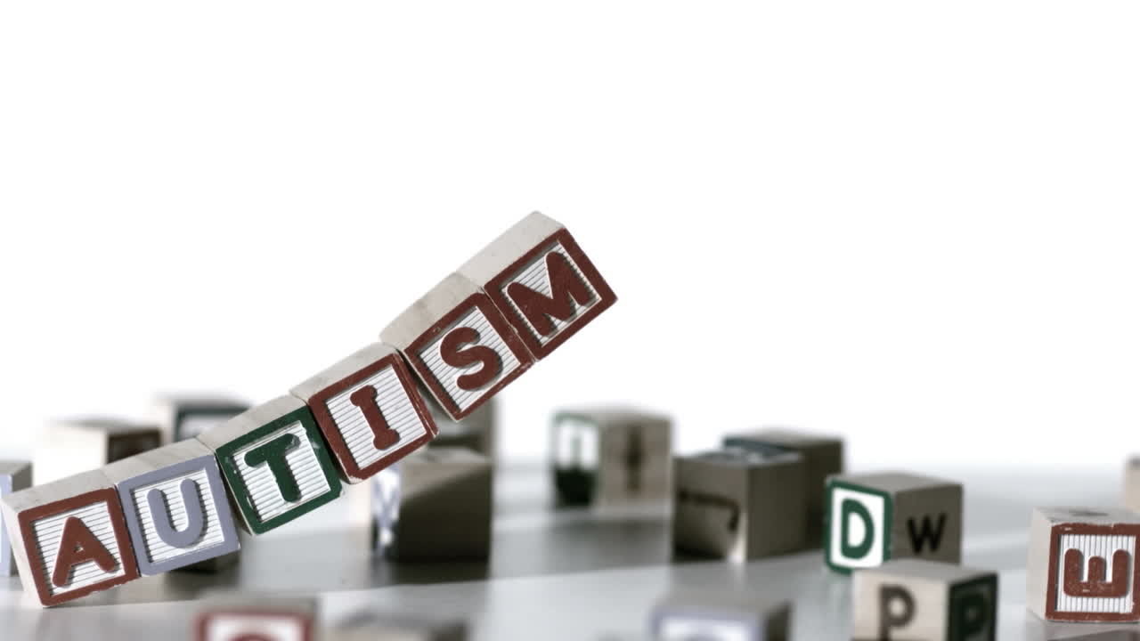 철자 블록 자폐증이 넘어지는 것