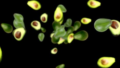 fondo de aguacates que caen, bucle, con el canal alfa