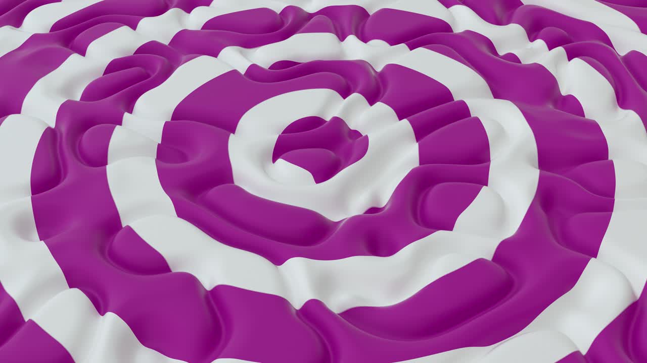 Abstract background with purple white circles on the noise wave field. Detailed displaced surface. Modern background template for documents, reports and presentations. Sci-Fi Futuristic. 3d animation