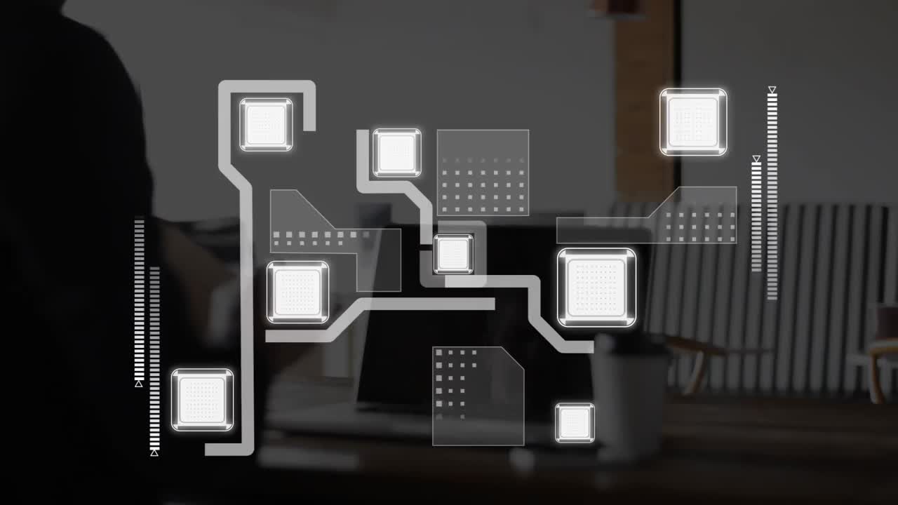 animación de conexiones con procesamiento de datos a través de computadora portátil