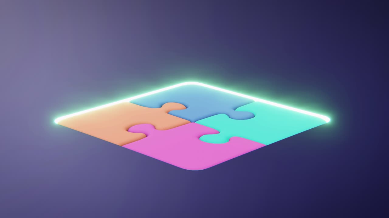 4k video of cartoon parts of puzzle.