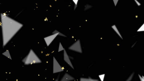 animation of glowing light spots and triangles moving over black background