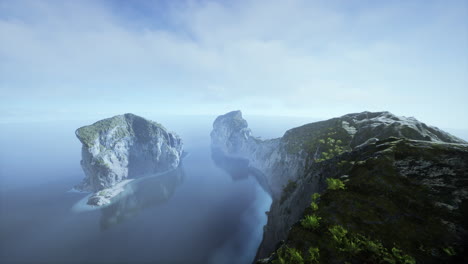 aerial view of islands and coastal cliffs