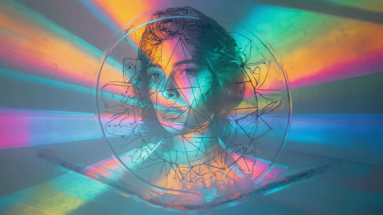 Ethereal Portrait Bathed in Prismatic Light