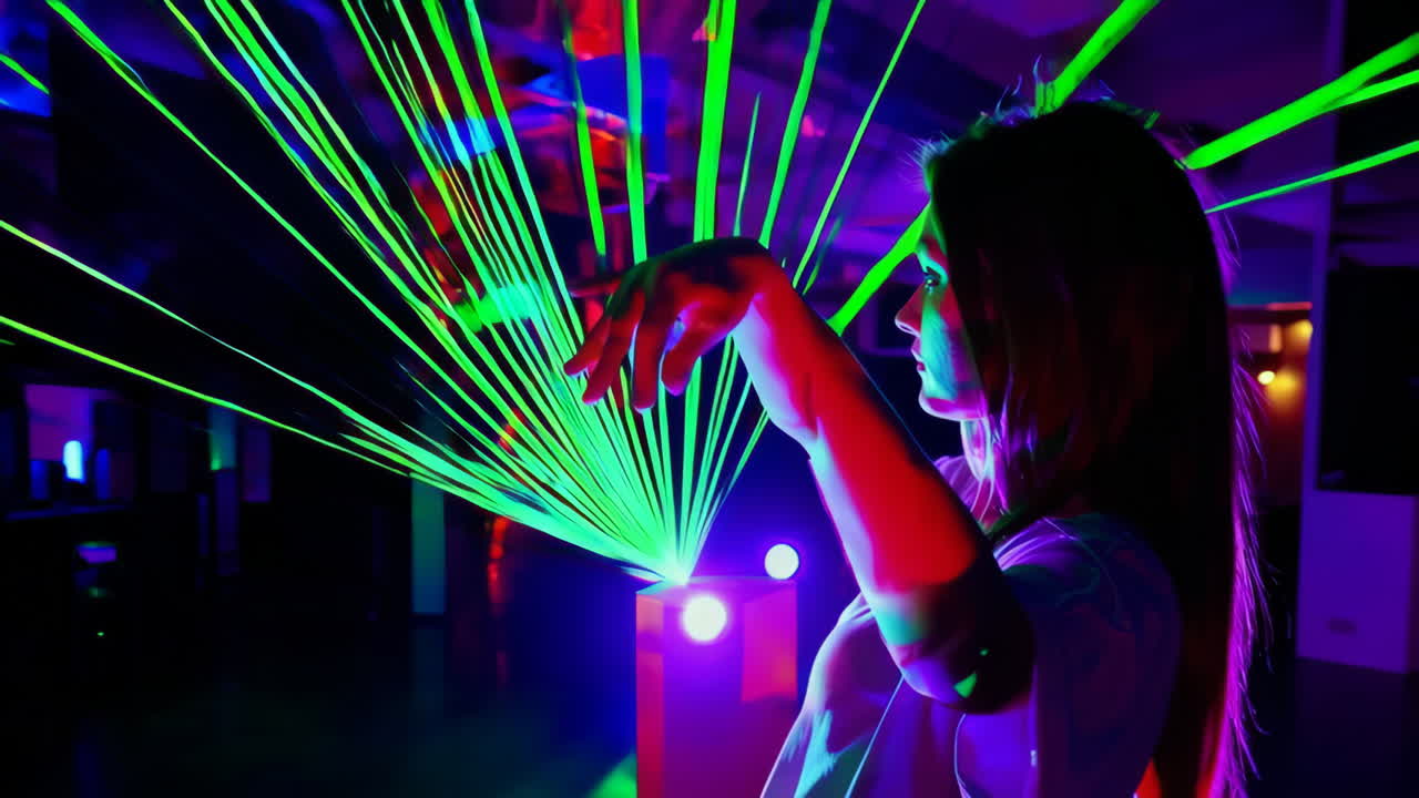 Woman in a laser light show