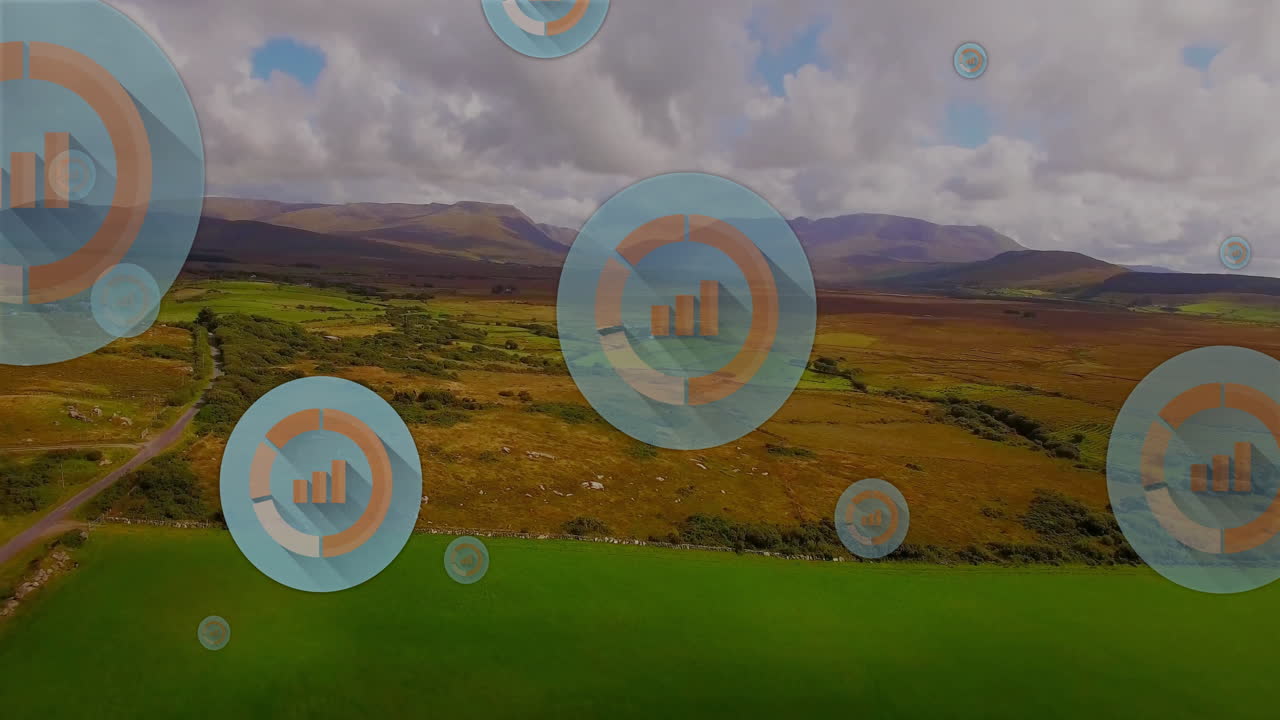 풍경 위의 다이어그램으로 원의 애니메이션