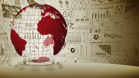 pandemic of infection. global earth with red dots of infection. medical hologram elements of digital data graph. infectious control. cure virus. loop animation.