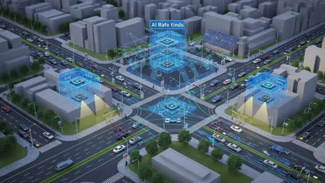 innovative urban traffic management system featuring ai technology to enhance city connectivity and optimize transportation efficiency in a modern landscape