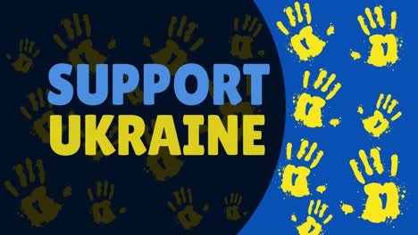 animation of support ukraine text over yellow hands