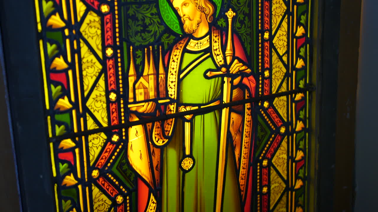 스테인드 글래스 창문 의 가까운 모습