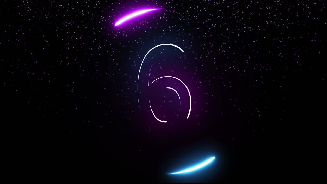 Animation of neon countdown on black background