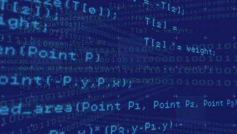 Animation of data processing over blue background