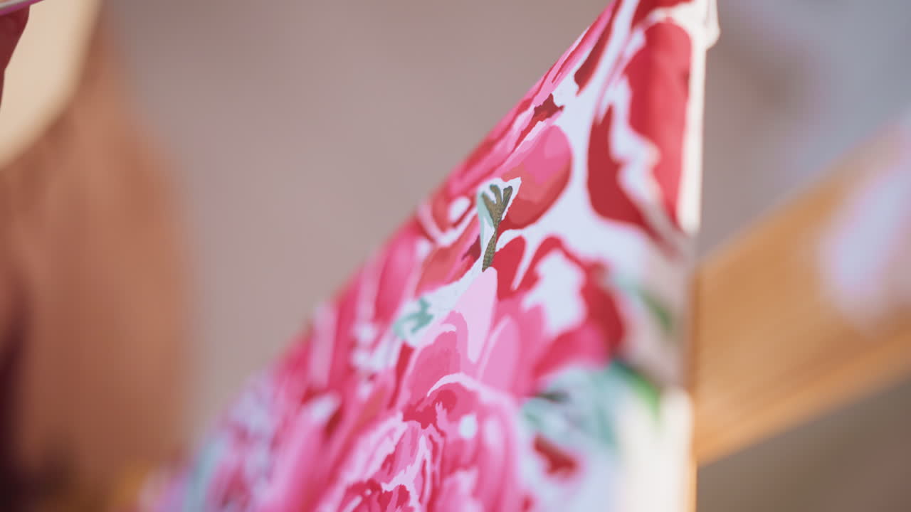 Hands Delicately Craft Floral Art With Precision, Closeup View Of Hands Painting Pink Rose Floral Scene, Artist Carefully Applies Gentle Strokes To Depict Pink Rose With Fine Details