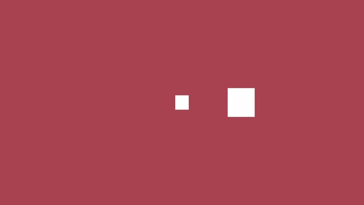Animation of digital interface waiting loading squares flashing on red background