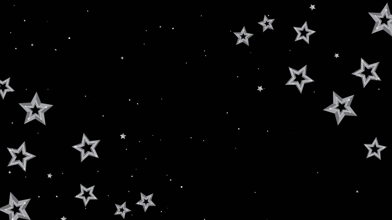 una animación de fondo de estrellas plateadas de diseño plano