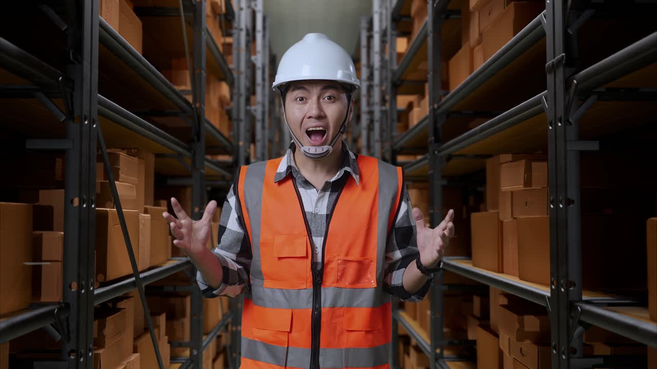 창고 직원이  놀랐습니다.