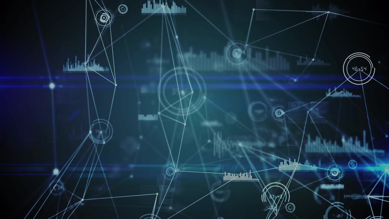 Digital Network Connection with Data Graphs and HUD Elements