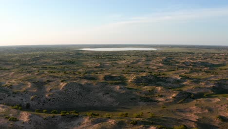 panoramic-aerial-dolly-above-praire-empty-dry-grassland-of-xilinguole-mongolia