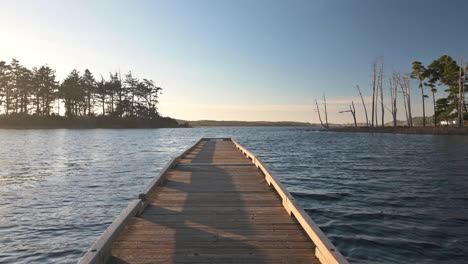 jetty wooden in garrison lake near port orford, oregon