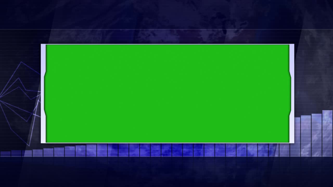 녹색 화면 모니터와 지구 및 비즈니스 기술 바 배경, 루프