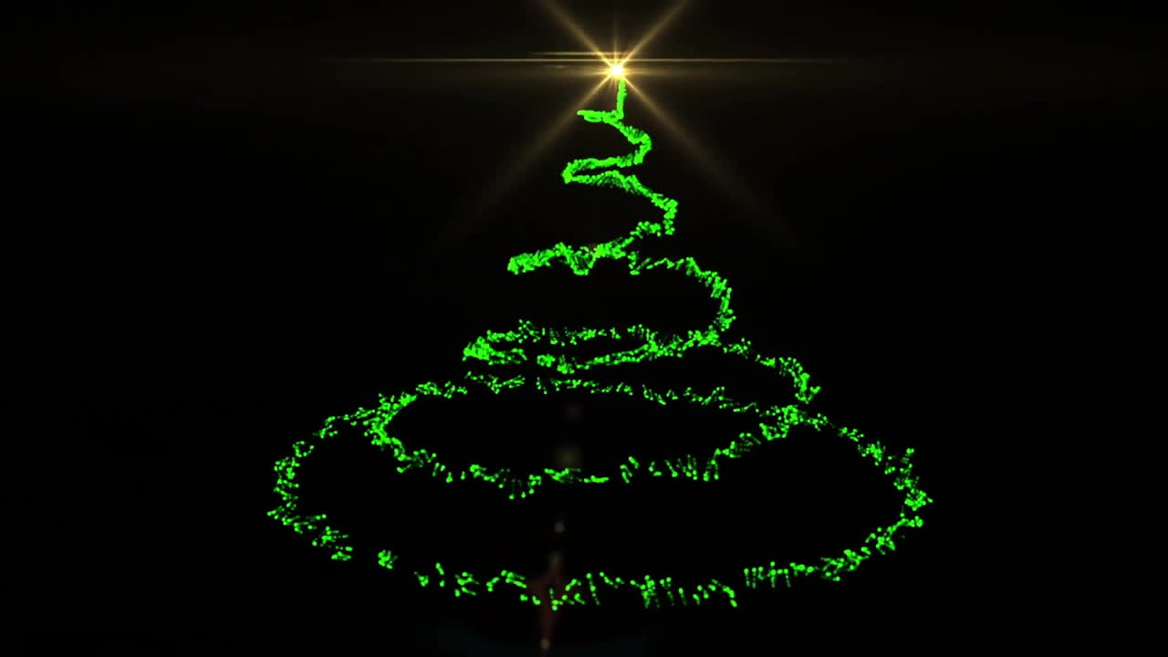 Animation of christmas tree over ho text