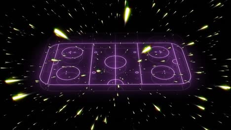 animation of neon sports field over spots of light