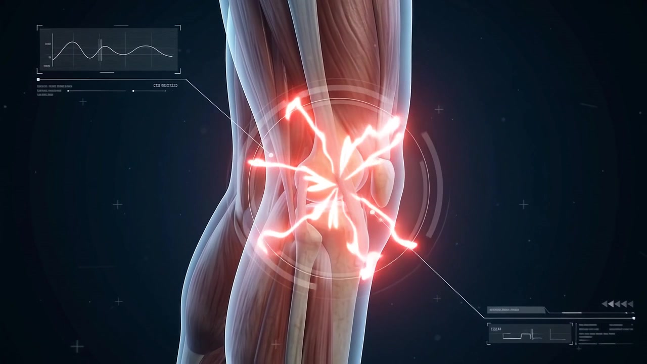 Medicinsk animation af smerter i menneskets knæ- og ankelled
