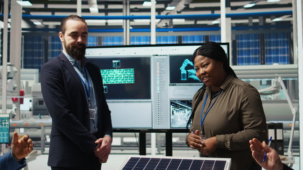 Investors Shaking Hands, Closing Deal After Reviewing Solar Technology Reports