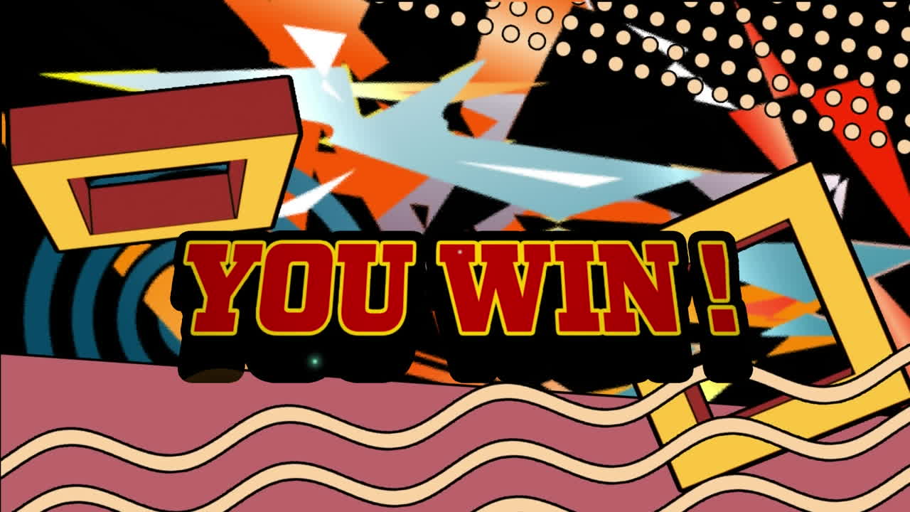 검은 바탕에 추상적인 모양 위에 텍스트를 이기는 애니메이션