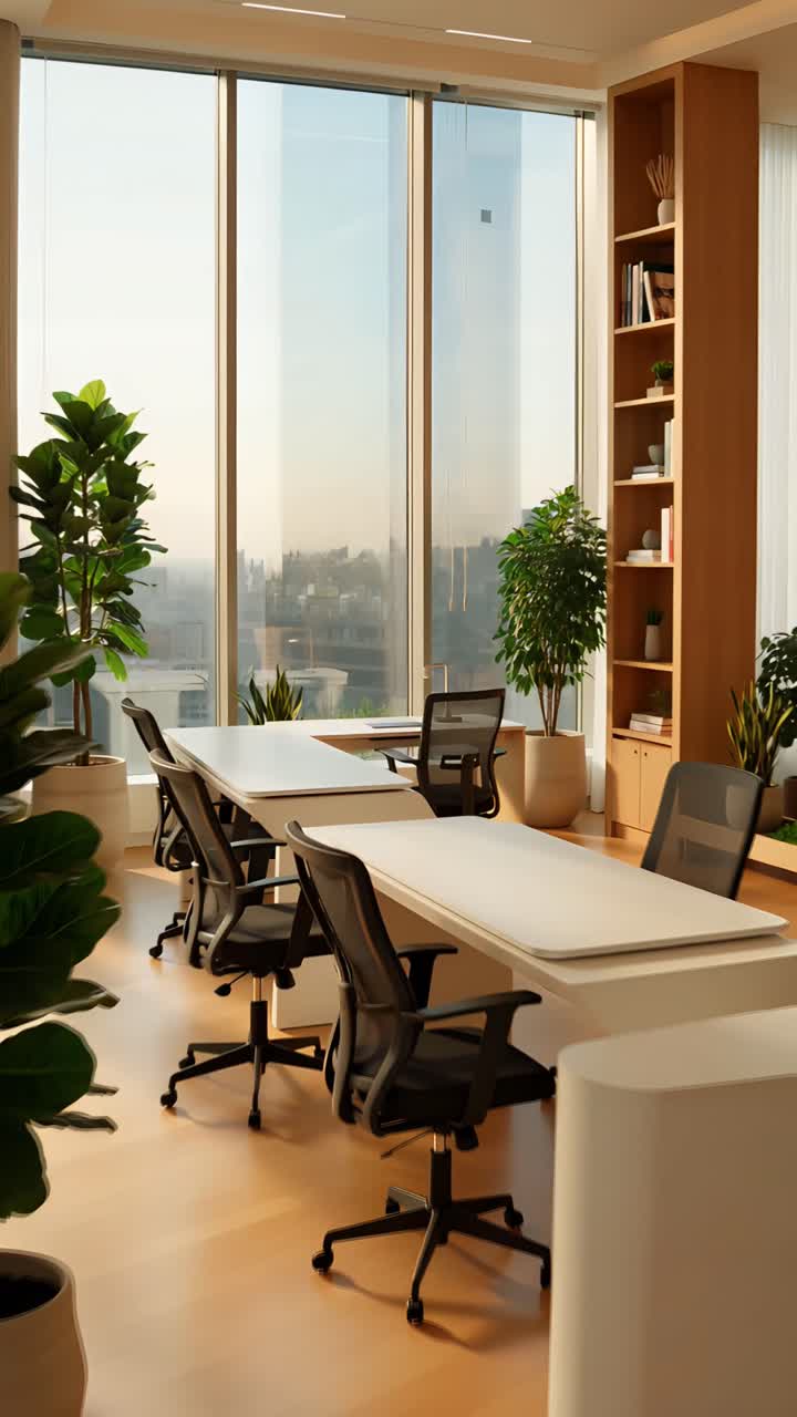 Interni Estetici di Spazio Coworking Moderno 4K