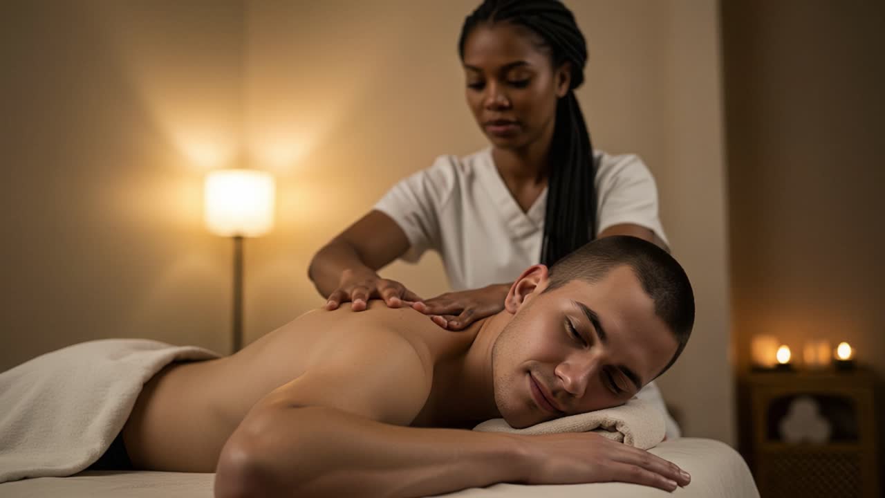 Relaxing Massage Session: A Professional Therapist Provides Soothing Treatment to an Individual in a Calm and Serene Environment for Ultimate Relaxation and Stress Relief