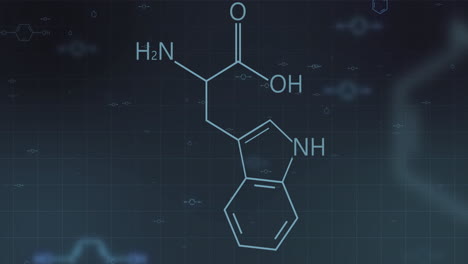 animación de las estructuras de la fórmula química sobre un fondo oscuro