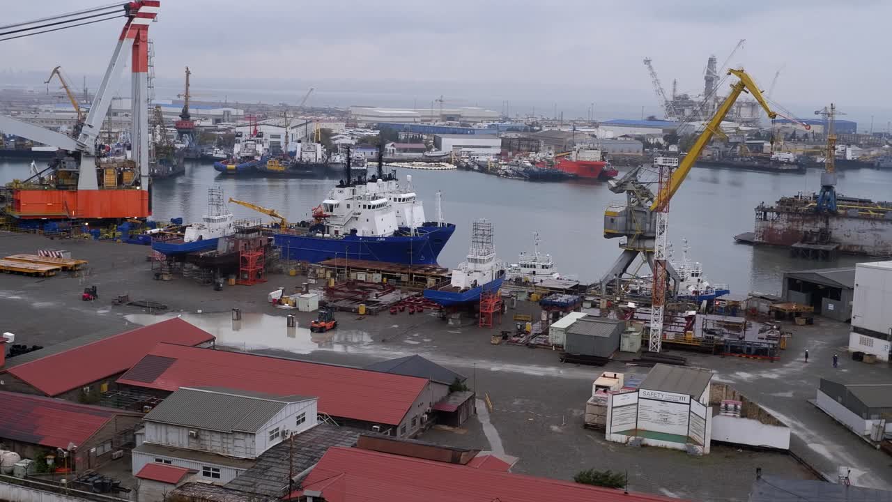 Quite moments in industrial ASCO Caspian Shipyard in Baku, Azerbaijan