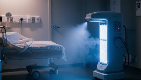 innovative disinfection technology in healthcare: a close-up on a sterilization device cleaning hospital rooms for enhanced patient safety and hygiene