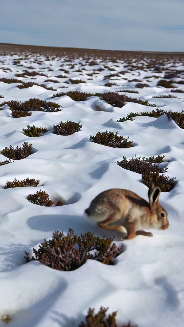 Desert Hare in Snowy Landscape