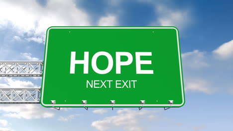 hope next exit sign against blue sky